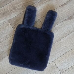Plush Navy Blue Faux Fur Bag